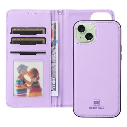 BETOPNICE 005 For iPhone 15 Plus Case RFID Blocking Detachable Leather Wallet Phone Cover