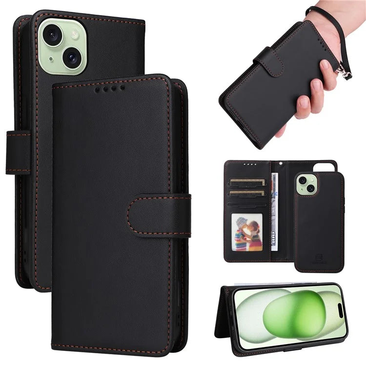 BETOPNICE 005 For iPhone 15 Plus Case RFID Blocking Detachable Leather Wallet Phone Cover