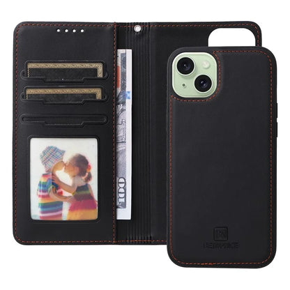 BETOPNICE 005 For iPhone 15 Plus Case RFID Blocking Detachable Leather Wallet Phone Cover