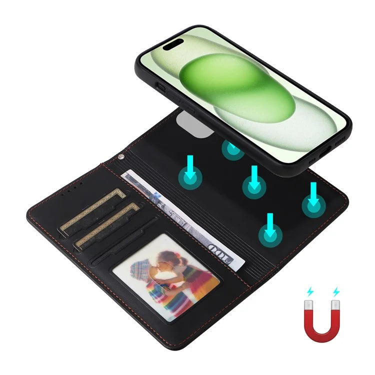 BETOPNICE 005 For iPhone 15 Plus Case RFID Blocking Detachable Leather Wallet Phone Cover