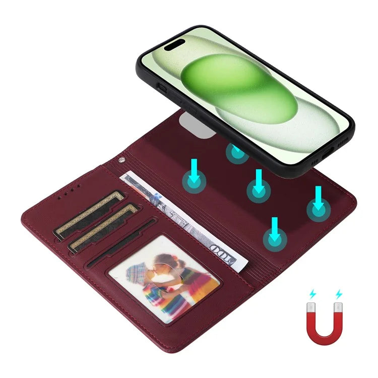 BETOPNICE 005 For iPhone 15 Plus Case RFID Blocking Detachable Leather Wallet Phone Cover