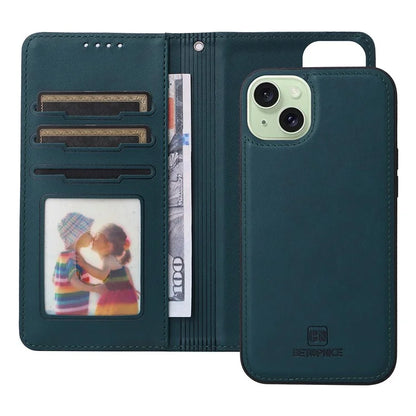BETOPNICE 005 For iPhone 15 Plus Case RFID Blocking Detachable Leather Wallet Phone Cover