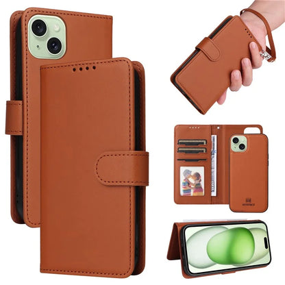 BETOPNICE 005 For iPhone 15 Plus Case RFID Blocking Detachable Leather Wallet Phone Cover