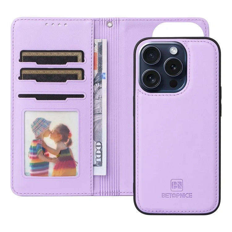 BETOPNICE 005 For iPhone 15 Pro Case Detachable 2-in-1 Leather Wallet Phone Cover