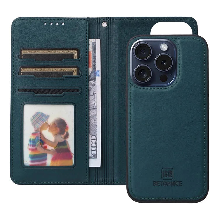 BETOPNICE 005 For iPhone 15 Pro Case Detachable 2-in-1 Leather Wallet Phone Cover