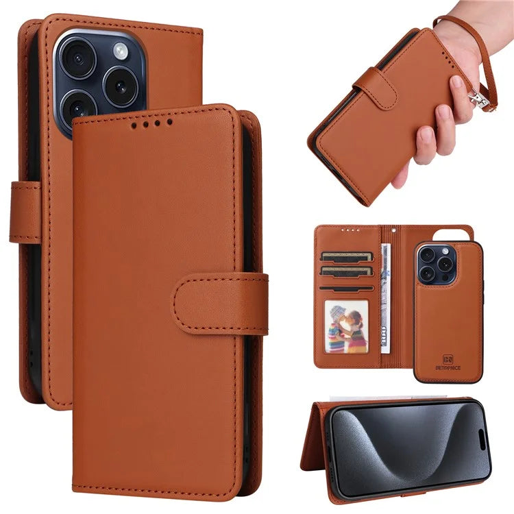 BETOPNICE 005 For iPhone 15 Pro Case Detachable 2-in-1 Leather Wallet Phone Cover