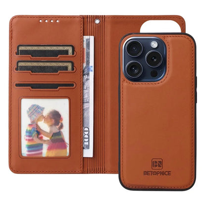 BETOPNICE 005 For iPhone 15 Pro Case Detachable 2-in-1 Leather Wallet Phone Cover