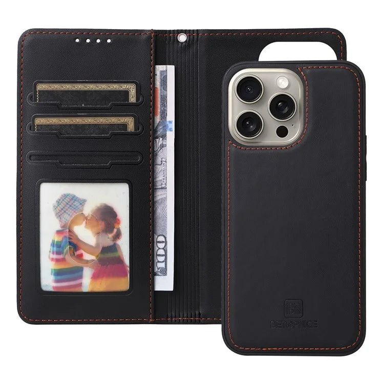 BETOPNICE 005 For iPhone 15 Pro Max Case Detachable Cell Phone Stand Leather Cover