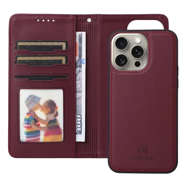 BETOPNICE 005 For iPhone 15 Pro Max Case Detachable Cell Phone Stand Leather Cover