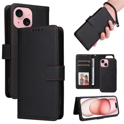 BETOPNICE 005 For iPhone 15 Case Detachable Cell Phone Leather Cover with Wrist Strap