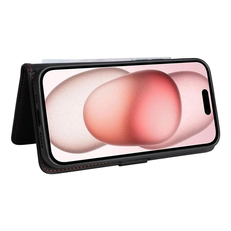 BETOPNICE 005 For iPhone 15 Case Detachable Cell Phone Leather Cover with Wrist Strap
