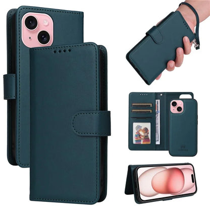 BETOPNICE 005 For iPhone 15 Case Detachable Cell Phone Leather Cover with Wrist Strap