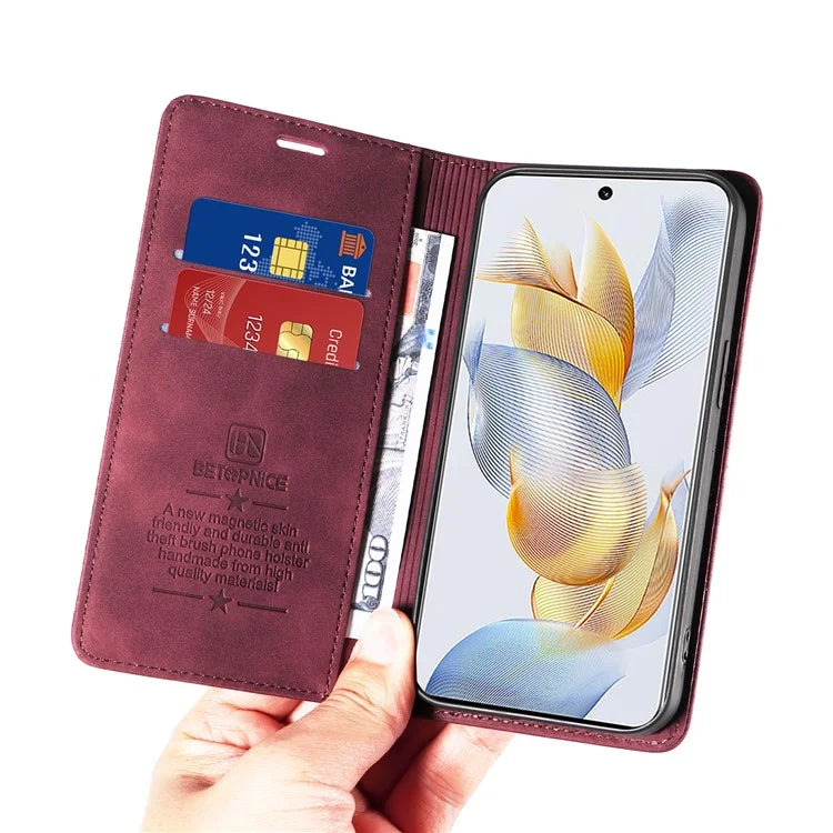 BETOPNICE 003 For Honor 90 Leather Case RFID Blocking Wallet Stand Phone Case