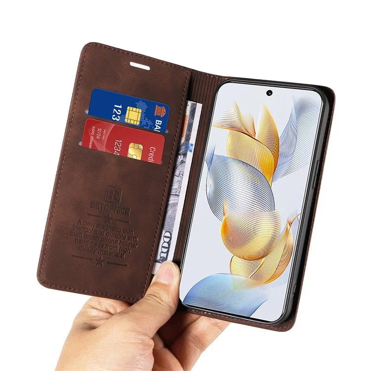 BETOPNICE 003 For Honor 90 Leather Case RFID Blocking Wallet Stand Phone Case