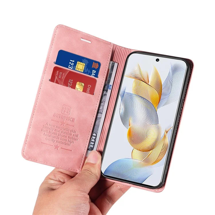 BETOPNICE 003 For Honor 90 Leather Case RFID Blocking Wallet Stand Phone Case