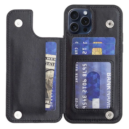 For iPhone 15 Pro Max Case V-Shape Design PU Leather+TPU Phone Cover with Card Holder