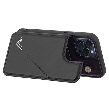 For iPhone 15 Pro Max Case V-Shape Design PU Leather+TPU Phone Cover with Card Holder