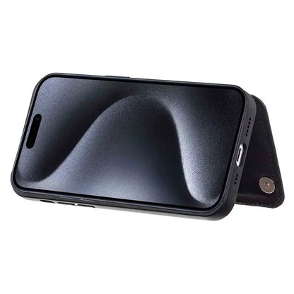 For iPhone 15 Pro Max Case V-Shape Design PU Leather+TPU Phone Cover with Card Holder