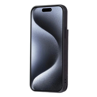 For iPhone 15 Pro Max Case V-Shape Design PU Leather+TPU Phone Cover with Card Holder