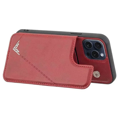 For iPhone 15 Pro Max Case V-Shape Design PU Leather+TPU Phone Cover with Card Holder