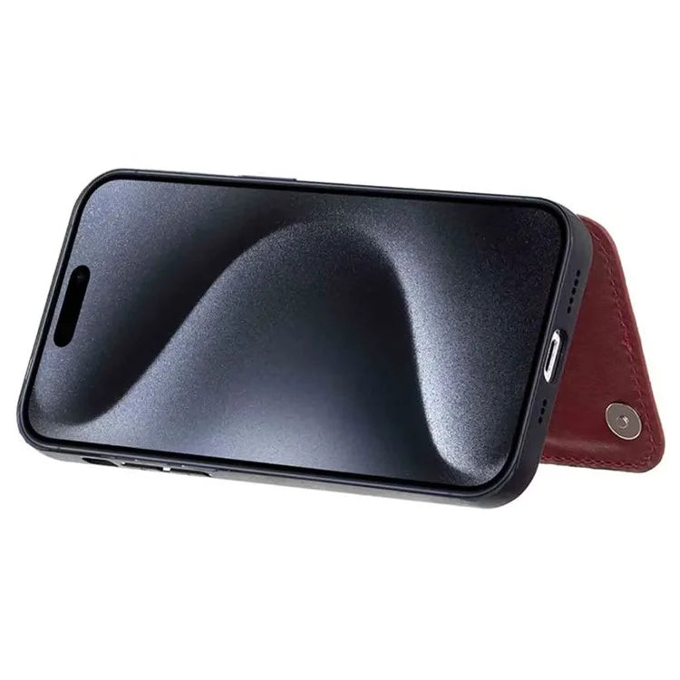 For iPhone 15 Pro Max Case V-Shape Design PU Leather+TPU Phone Cover with Card Holder