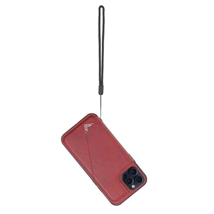 For iPhone 15 Pro Max Case V-Shape Design PU Leather+TPU Phone Cover with Card Holder