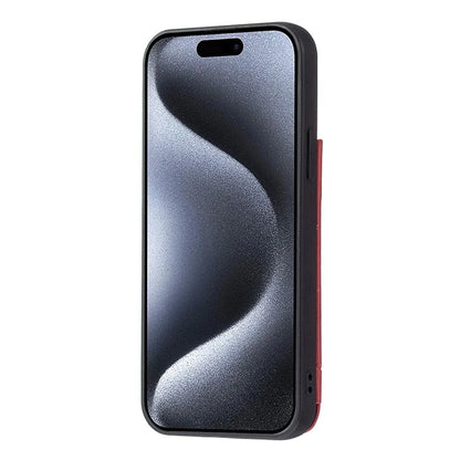For iPhone 15 Pro Max Case V-Shape Design PU Leather+TPU Phone Cover with Card Holder