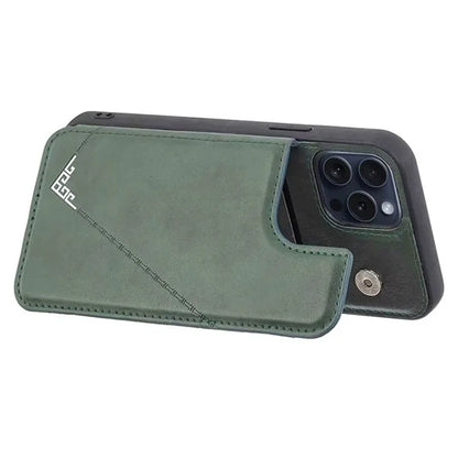 For iPhone 15 Pro Max Case V-Shape Design PU Leather+TPU Phone Cover with Card Holder