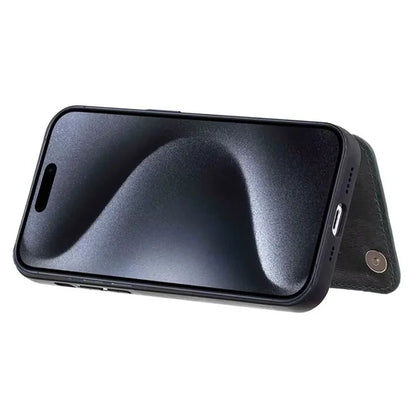 For iPhone 15 Pro Max Case V-Shape Design PU Leather+TPU Phone Cover with Card Holder