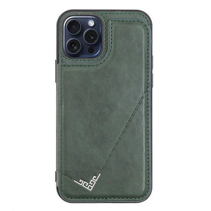 For iPhone 15 Pro Max Case V-Shape Design PU Leather+TPU Phone Cover with Card Holder
