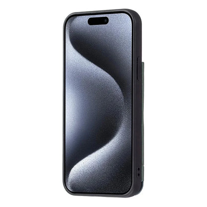 For iPhone 15 Pro Max Case V-Shape Design PU Leather+TPU Phone Cover with Card Holder