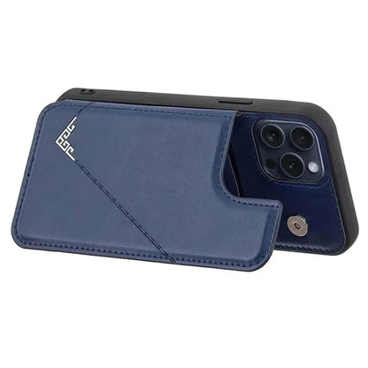 For iPhone 15 Pro Max Case V-Shape Design PU Leather+TPU Phone Cover with Card Holder