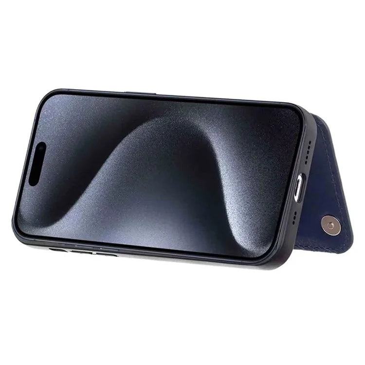 For iPhone 15 Pro Max Case V-Shape Design PU Leather+TPU Phone Cover with Card Holder