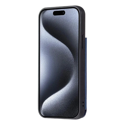 For iPhone 15 Pro Max Case V-Shape Design PU Leather+TPU Phone Cover with Card Holder