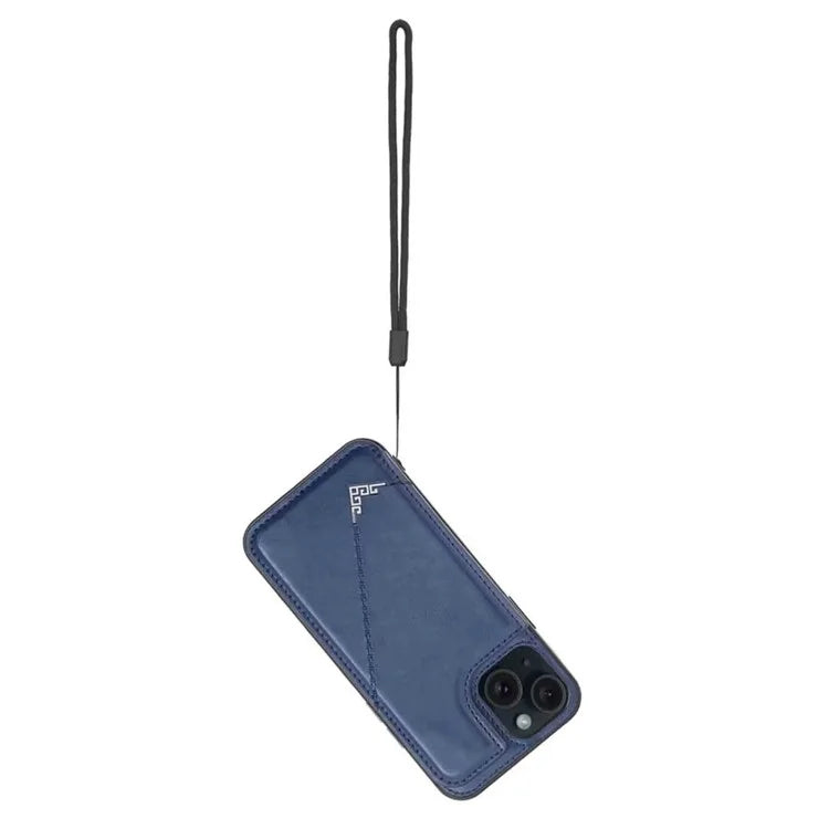 For iPhone 15 Plus Case V-Shape Decor Leather Coated TPU Phone Cover with Card Holder