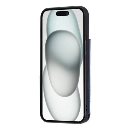For iPhone 15 Plus Case V-Shape Decor Leather Coated TPU Phone Cover with Card Holder