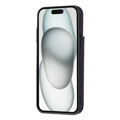 For iPhone 15 Plus Case V-Shape Decor Leather Coated TPU Phone Cover with Card Holder