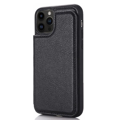 For iPhone 15 Pro Case Card Holder Kickstand PU Leather Coated TPU Phone Cover