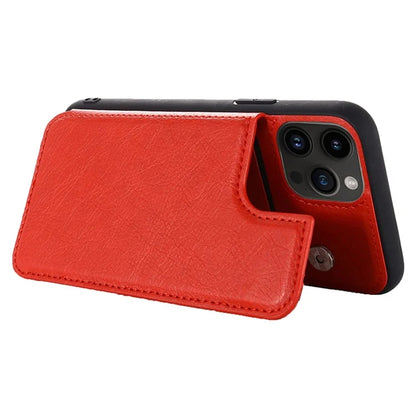 For iPhone 15 Pro Case Card Holder Kickstand PU Leather Coated TPU Phone Cover