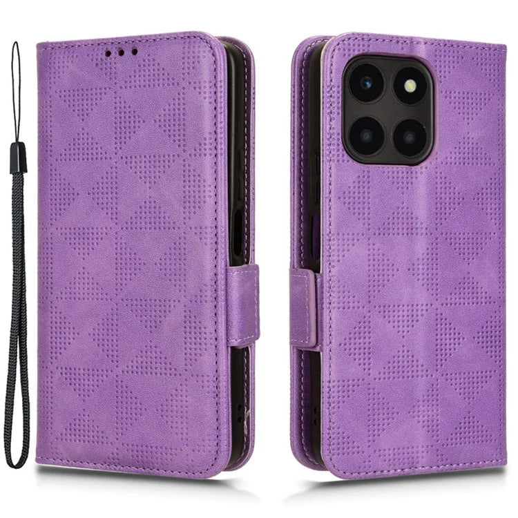 For Honor X6a 4G Case Imprinted Triangle Stand PU Leather Phone Cover