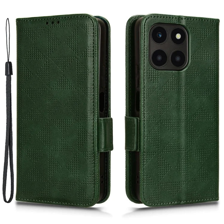 For Honor X6a 4G Case Imprinted Triangle Stand PU Leather Phone Cover
