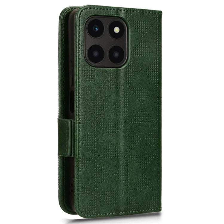 For Honor X6a 4G Case Imprinted Triangle Stand PU Leather Phone Cover