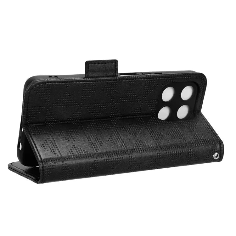 For Honor X6a 4G Case Imprinted Triangle Stand PU Leather Phone Cover