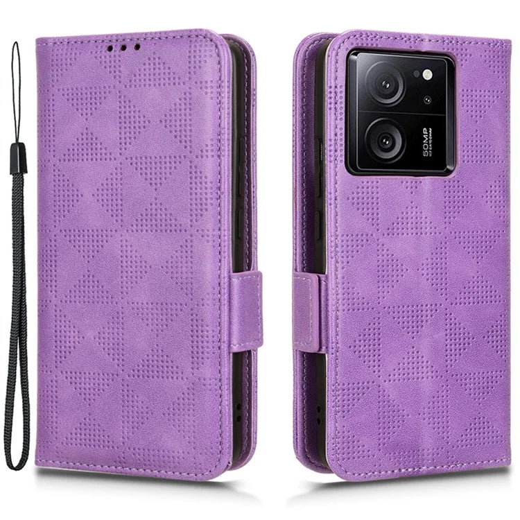 For Xiaomi Redmi K60 Ultra / 13T / 13T Pro Case Imprinted Triangle Anti-drop PU Leather Phone Cover