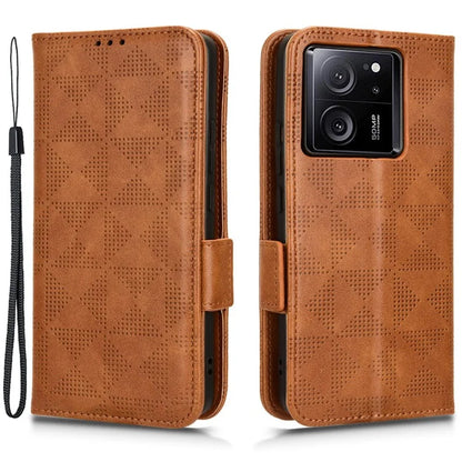 For Xiaomi Redmi K60 Ultra / 13T / 13T Pro Case Imprinted Triangle Anti-drop PU Leather Phone Cover