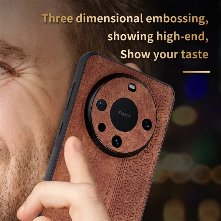 AZNS For Huawei Mate 60 Pro Case Slim-Fit Imprinted Pattern PU Leather+TPU Phone Shell