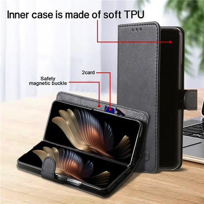 For Samsung Galaxy Z Fold5 5G Case Solid Color Protective Cover PU Leather Wallet Phone Case