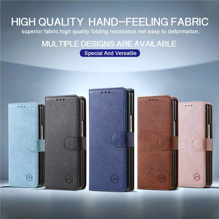For Samsung Galaxy Z Fold5 5G Case Solid Color Protective Cover PU Leather Wallet Phone Case