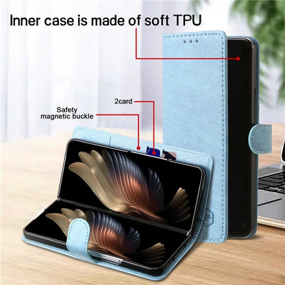 For Samsung Galaxy Z Fold5 5G Case Solid Color Protective Cover PU Leather Wallet Phone Case