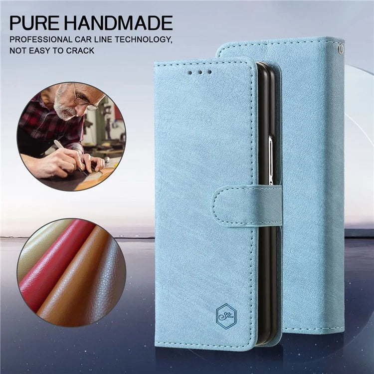 For Samsung Galaxy Z Fold5 5G Case Solid Color Protective Cover PU Leather Wallet Phone Case